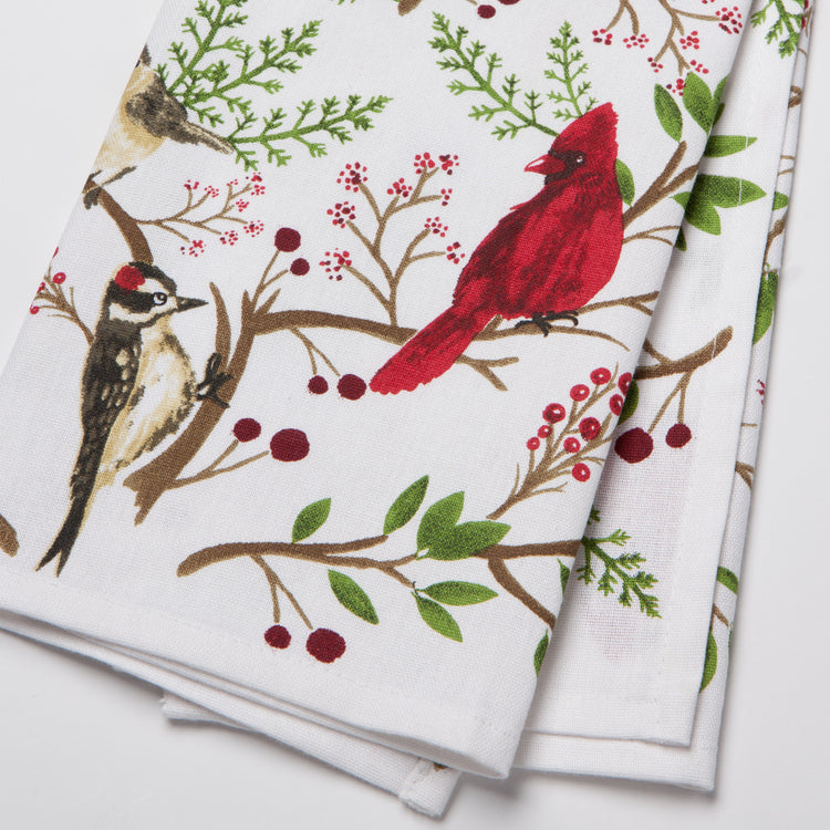 Winter Birds Cotton Dishtowel