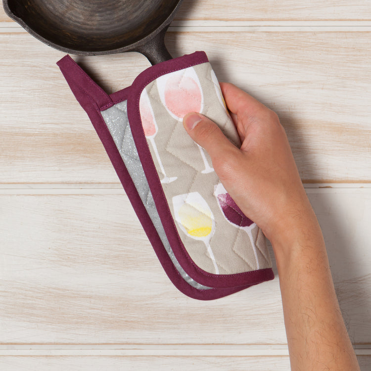 Wine Tasting Cotton Quilted Potholder 8 inch Square