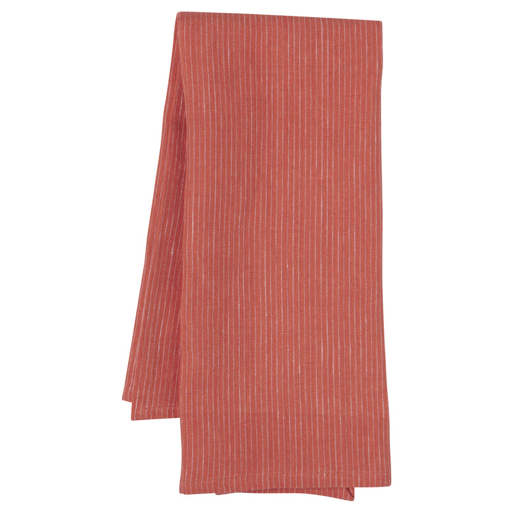 Clay Pinstripe Linen Dishtowel