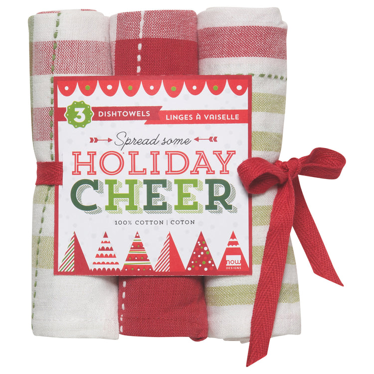 Holiday Cheer Check Dishtowels Set of 3