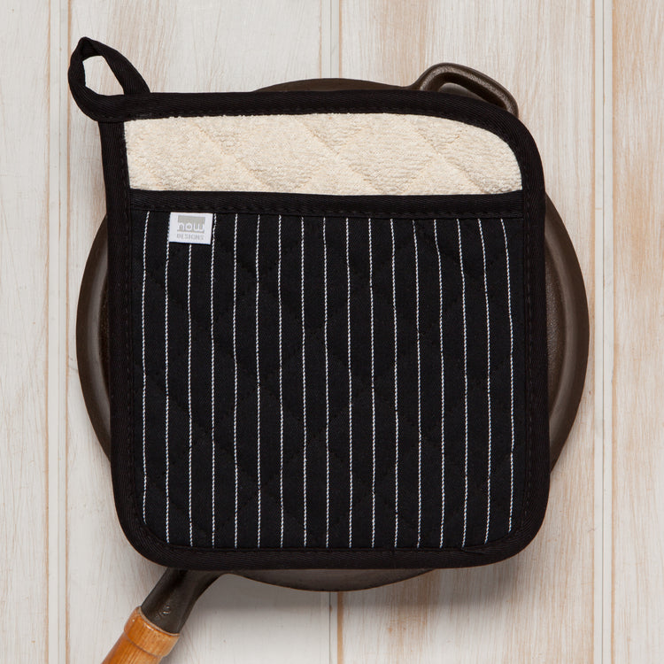 Superior Black Pinstripe Pocket Potholder
