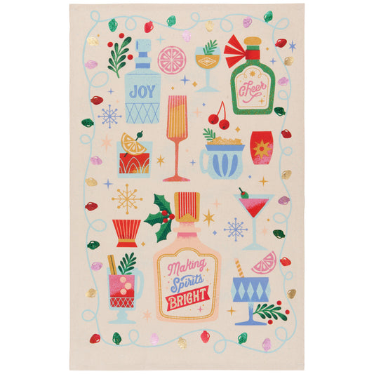 Spirits Bright Christmas Dishtowel
