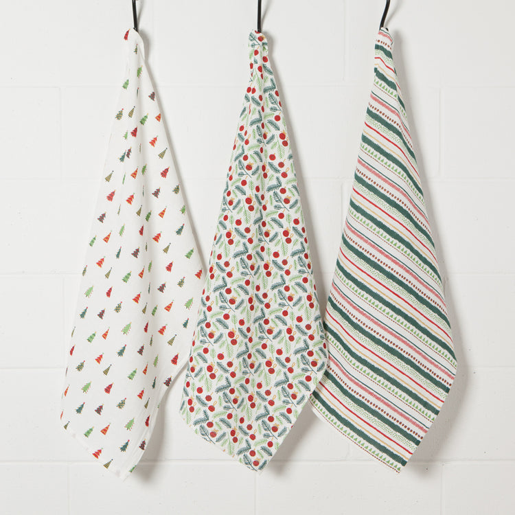Merry And Bright Baker's Floursack Dishtowels Set of 3