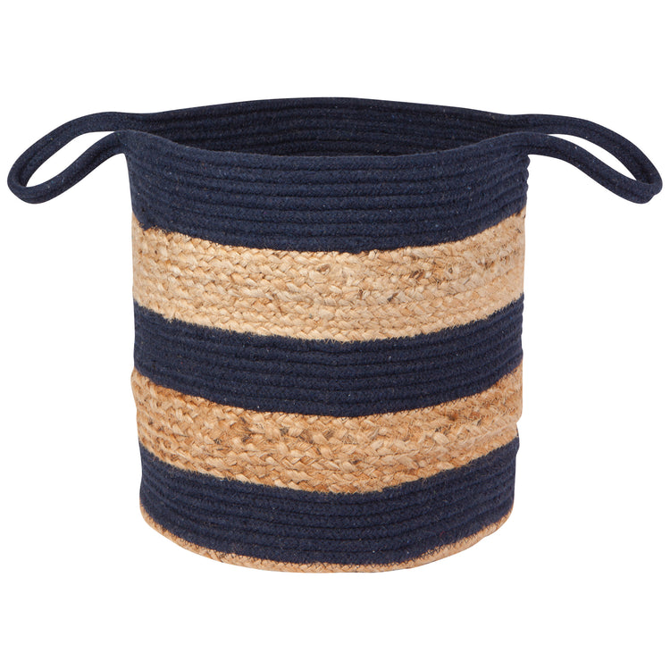 Midnight Blue Block Large Cotton Jute Basket