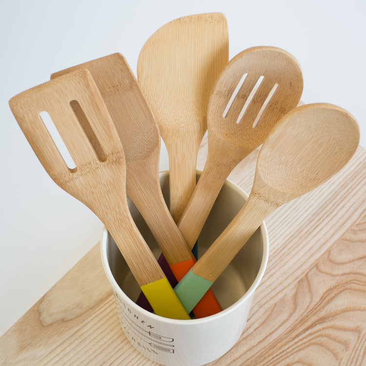 Bamboo Utensil Multi-Color Set of 5