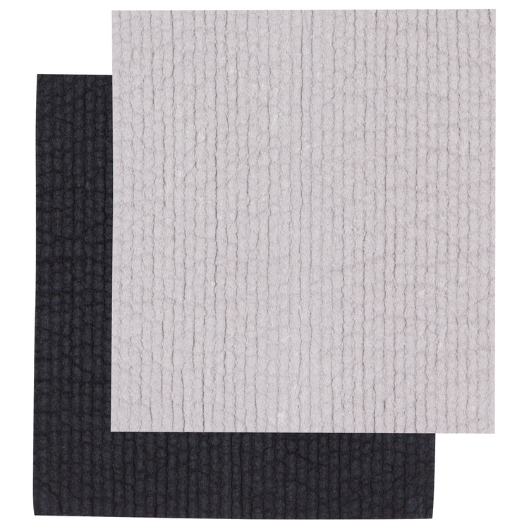 Pebble Gray and Black Sponge Cloths Set of 2