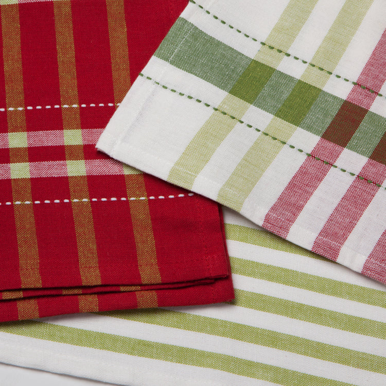 Holiday Cheer Check Dishtowels Set of 3