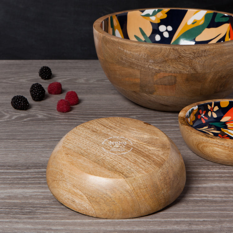 Superbloom Mango Wood Shallow Bowl