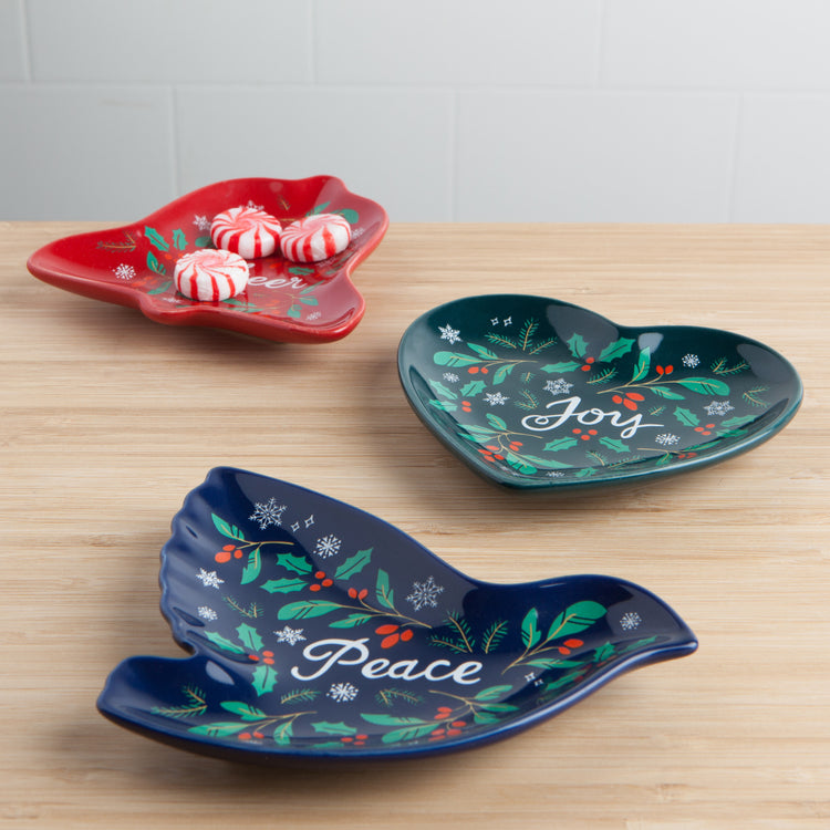 Peace & Joy Shaped Dishes Set of 4