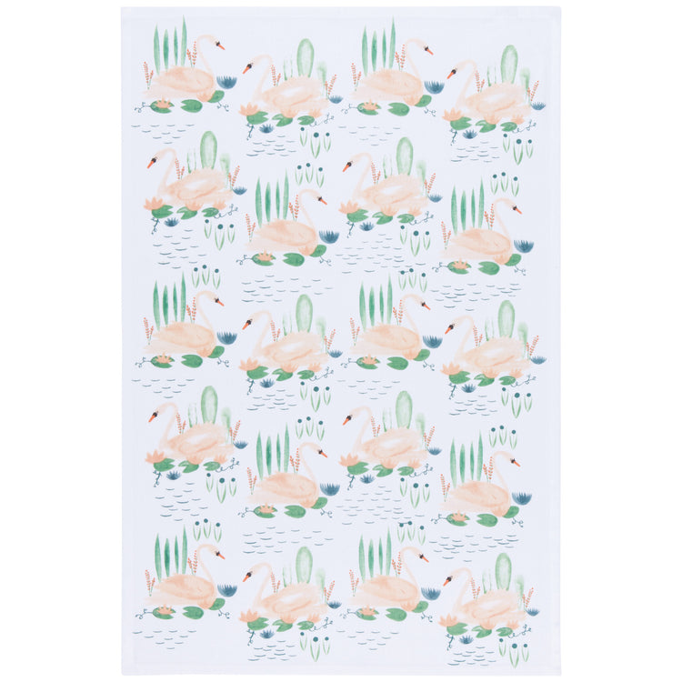 Swan Lake Printed Cotton Dishtowel