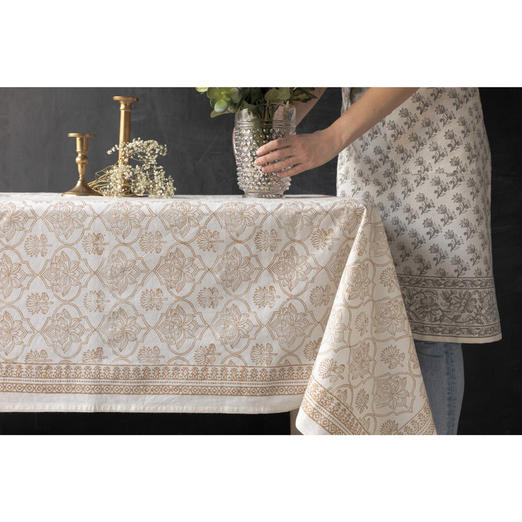 Lotus Block Print Tablecloth 90 x 60
