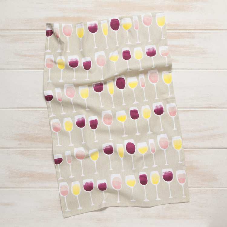 Wine Tasting Printed Cotton Dishtowel