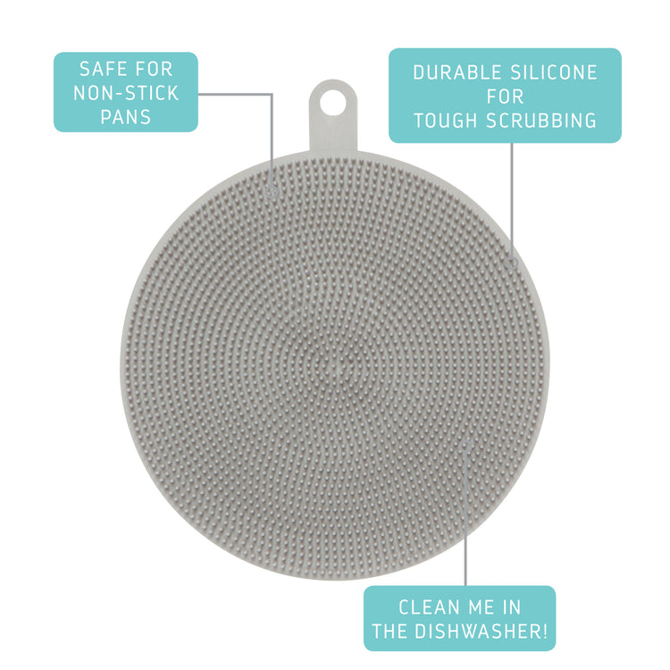 Scrub Bub Fog Gray Silicone Scrubber