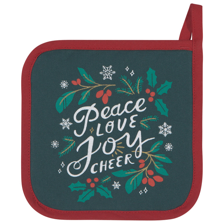 Peace and Joy Cotton Quilted Potholder