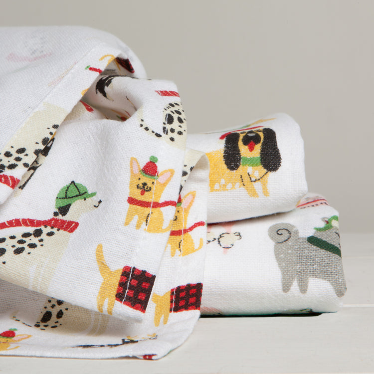 Yule Dogs Bakers Floursack Dishtowels Set of 3