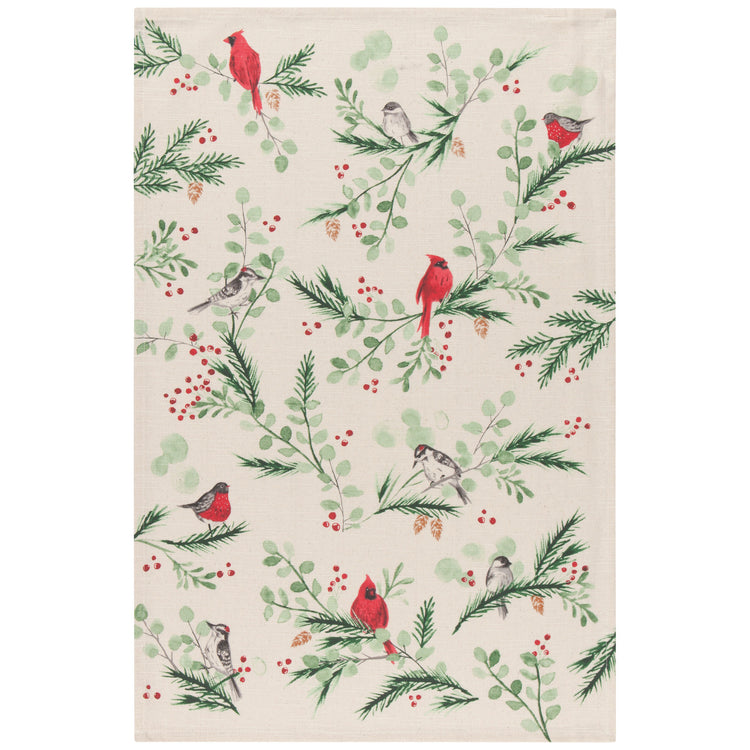 Forest Birds Christmas Dishtowel