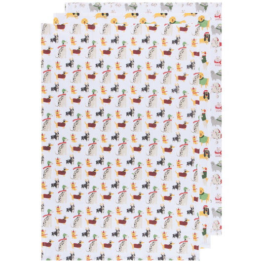 Yule Dogs Bakers Floursack Dishtowels Set of 3