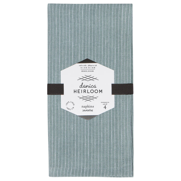 Lagoon Pinstripe Linen Napkins Set of 4