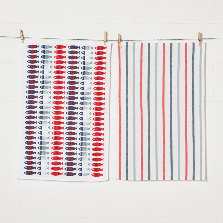 Little Fish Coordinated Dishtowels Set of 2