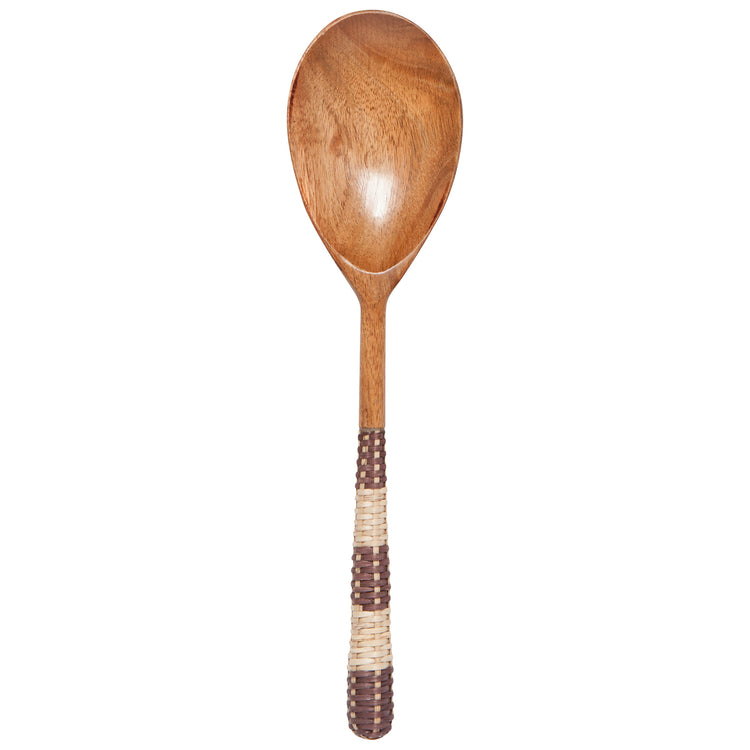 Rattan Acacia Wood Salad Servers Set of 2