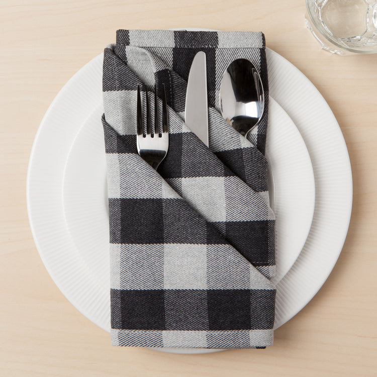 Second Spin Charcoal Buffalo Check Napkins Set of 4