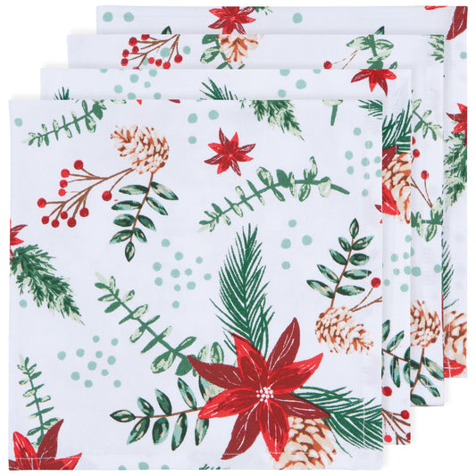 Poinsettia Printed Napkins Set of 4