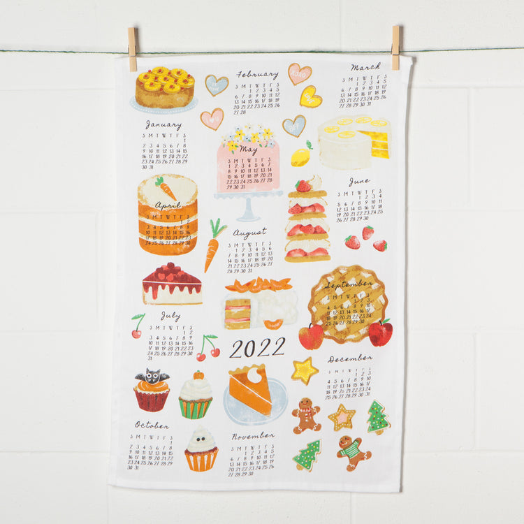 Sweeter Times Calendar Printed Cotton Dishtowel