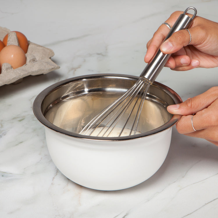 Matte Steel White Mixing Bowls Set of 3