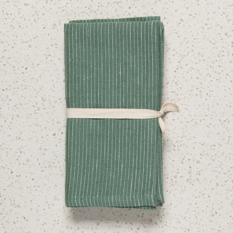 Jade Pinstripe Linen Napkins Set of 4