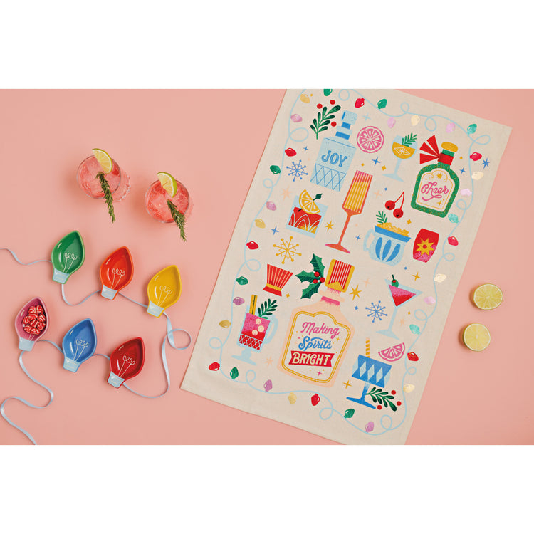Spirits Bright Christmas Dishtowel