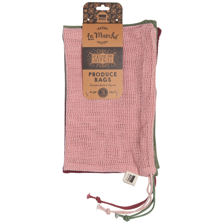 Le Marche Blush Mesh Produce Bags Set of 3
