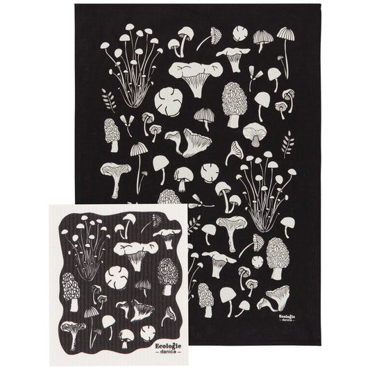 Fungi Dishtowel and Swedish Sponge Cloth Set of 2