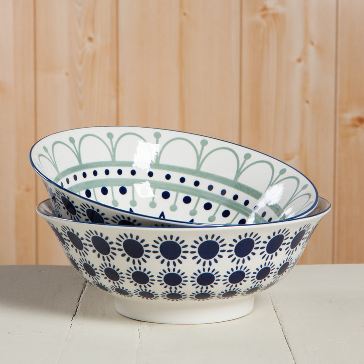 Black Navy Sun Stamped Bowl 8 inch