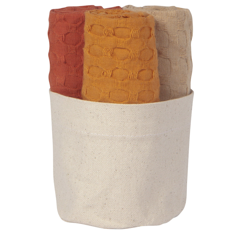Mercantile Dishcloths in Basket Spice Set of 3