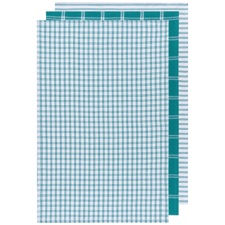Tic Tac Toe Peacock Green Dishtowels Set of 3