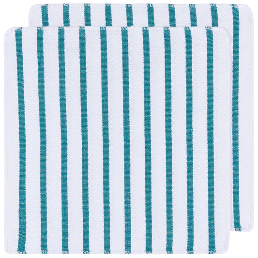 Basketweave Peacock Green Dishcloth Set of 2