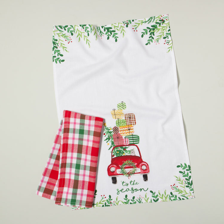 Winter Wheels Coordinated Dishtowels Set of 2