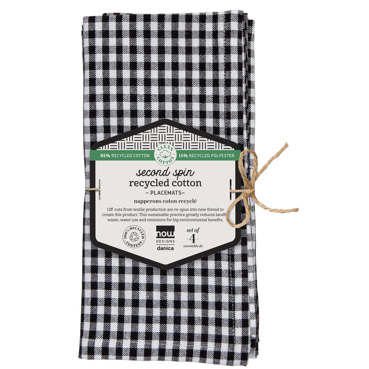 Second Spin Black Gingham Napkins Set of 4