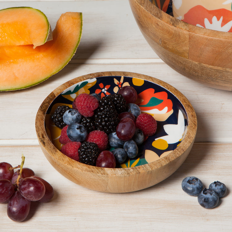 Superbloom Mango Wood Shallow Bowl