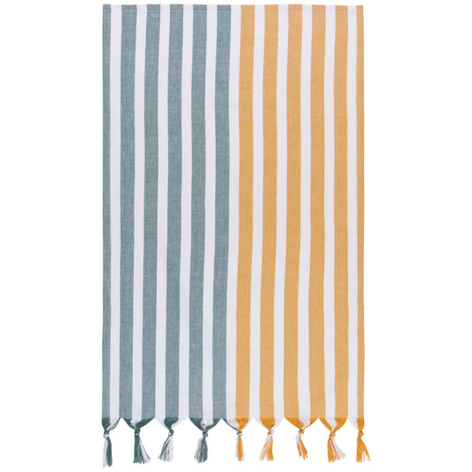 Lagoon Ochre Caban Stripe Dishtowel
