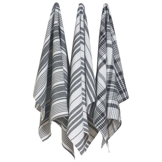 Black Jumbo Dishtowels Set of 3
