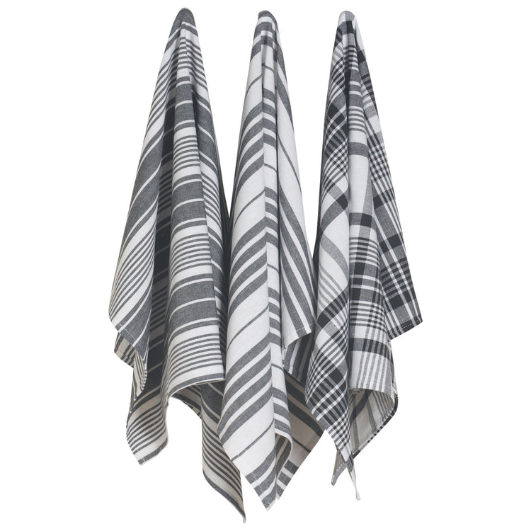 Black Jumbo Dishtowels Set of 3