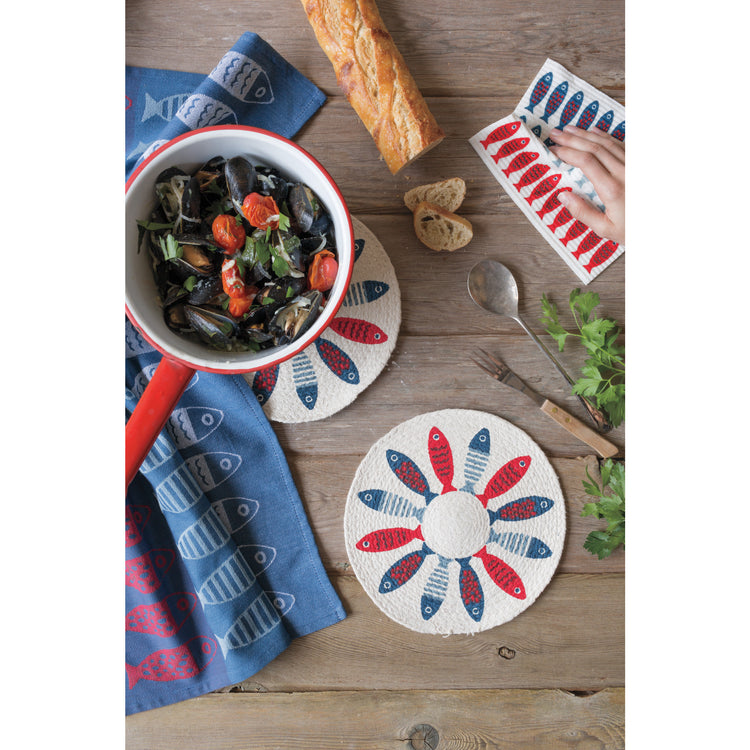 Litte Fish Woven Jacquard Dishtowel