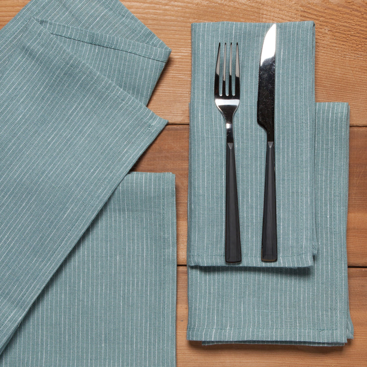 Lagoon Pinstripe Linen Napkins Set of 4