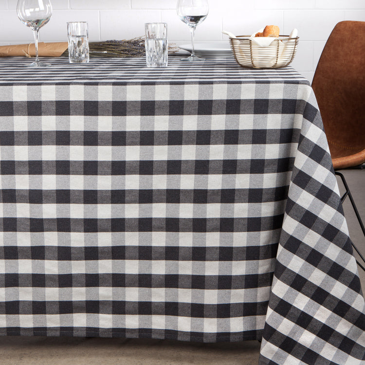 Charcoal Buffalo Check Second Spin Tablecloth 60 X 90 Inches