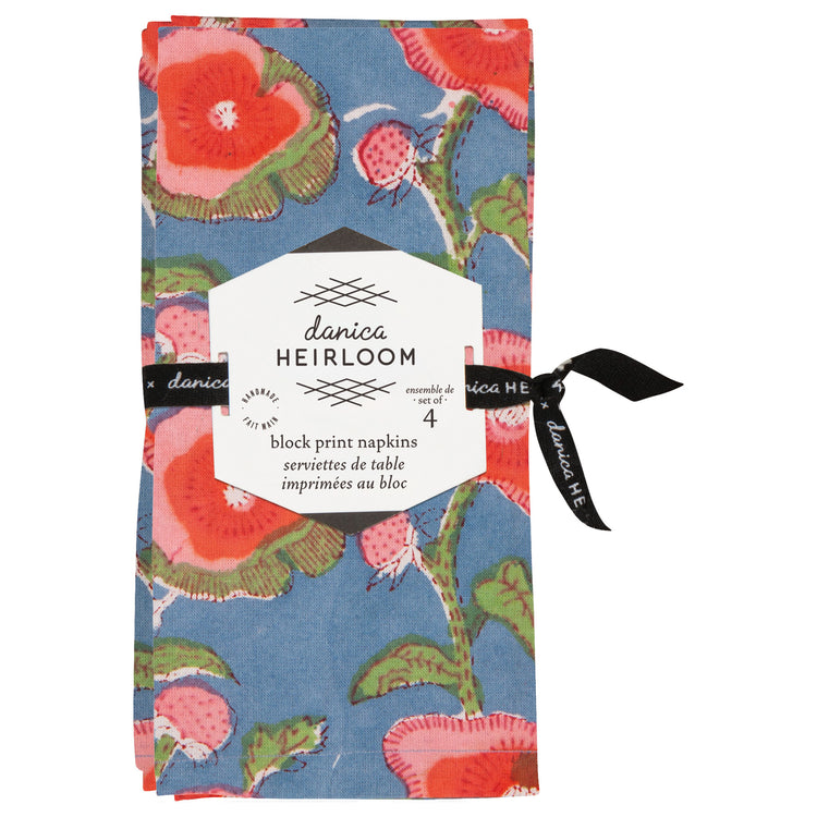 Poppy Block Print Napkins Set of 4