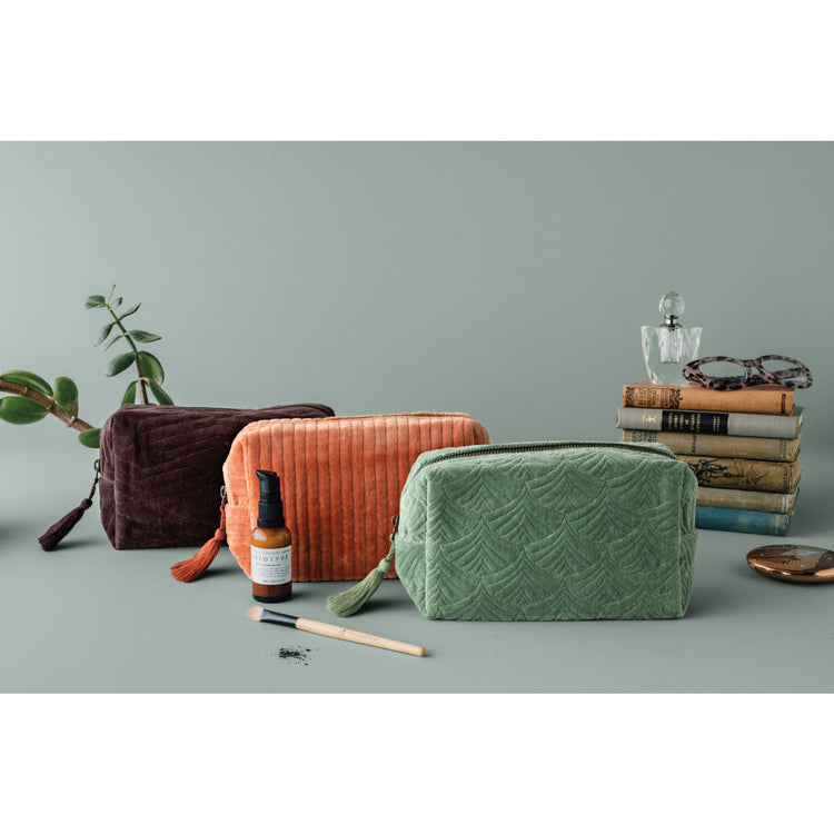 Jade Quilted Velvet Cosmetic Bag