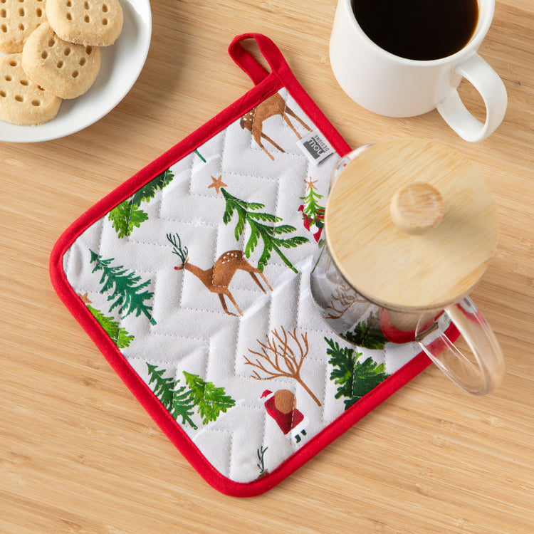 Santa's Reindeer Christmas Potholder