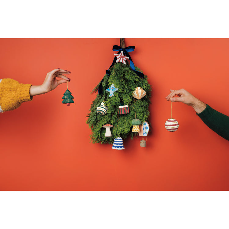 Bauble Mache Christmas Tree Ornaments - 3 Assorted Styles