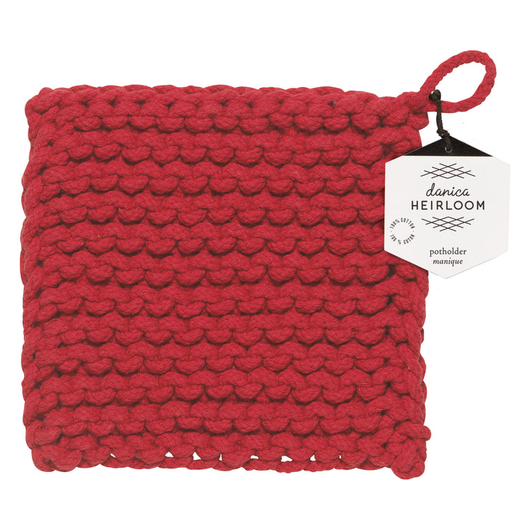 Chili Red Knit Potholder